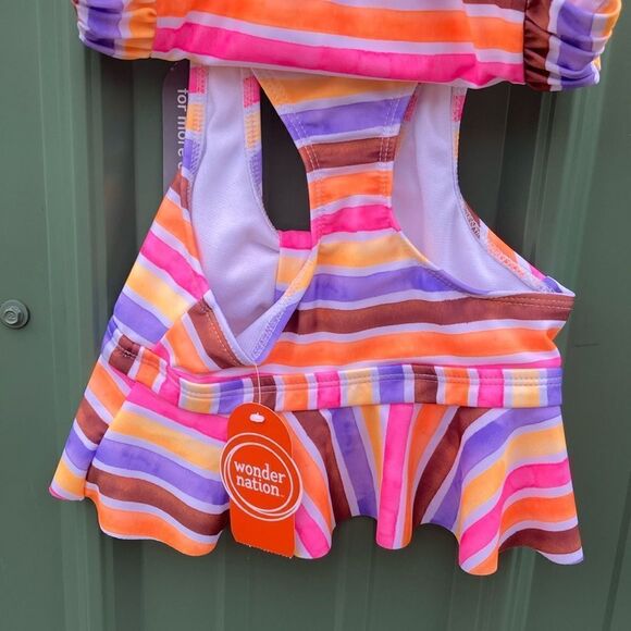 GIRLS STRIPED TANKINI Swimsuit Bathing Suit UPF 50+ 2-Pack Size 4/5 - Picture 4 of 8